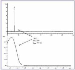 Abb. 4b: HPCL-Chromatogramm und UV-Spektrum von Tetramethylharnstoff Referenzsubstanz
