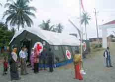 Einsatz der mobilen Rettungsstation bei der Katastrophenhilfe in Banda Aceh/Thailand nach der Tsunami-Katastrophe in 2004.