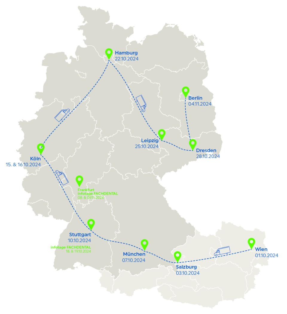 Die Tourdaten des Ivoclar Vans in der Übersicht.