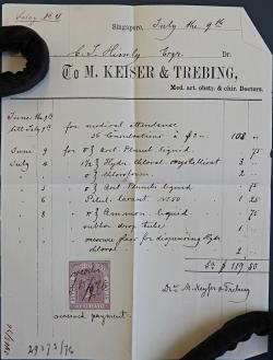 Rechnung der Ärzte Kaiser und Trebing vom 9. Juli 1876; die Gewichtsangaben...