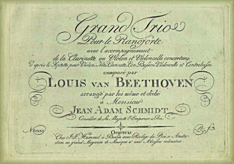 Zeitgenössisches Titelblatt des „Trios für Klavier, Klarinette oder Violine...