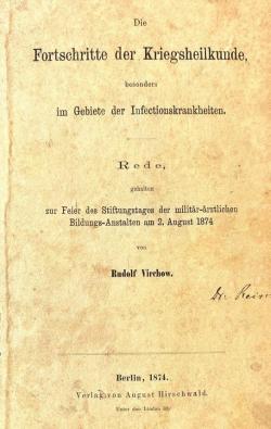 Titelblatt des Separatabdrucks der Festrede Virchows am 2. August 1874